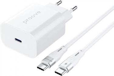 Мережевий зарядний пристрій Proove Rapid 30W (Type-C) + Кабель Type-C to Type-C White