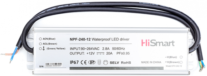 Блок питания HiSmart 12V 20A 240W PFC IP67 (NPF-240-12) Блок питания HiSmart 12V 20A 240W PFC IP67 (NPF-240-12)