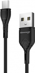 Кабель Grand-X USB Type-C 3A 1 м (PC-03B) Black Кабель Grand-X USB Type-C 3A 1 м (PC-03B) Black