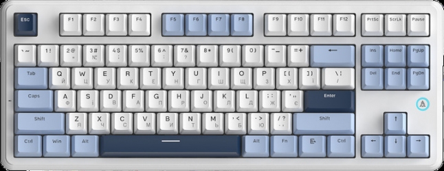 Клавіатура дротова Ajazz AK870 V2 Flying Fish Switch USB (AK870-V2-FF-BWB) White-Blue
