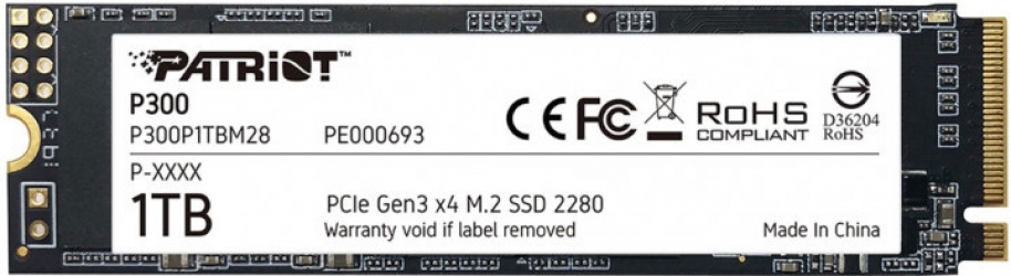 SSD накопичувач Patriot P300 1TB M.2 2280 NVMe PCIe 3.0 x4 3D NAND TLC (P300P1TBM28) SSD накопичувач Patriot P300 1TB M.2 2280 NVMe PCIe 3.0 x4 3D NAND TLC (P300P1TBM28)