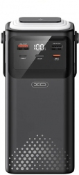 УМБ XO PR285 PD20W / QC22.5W Four Built-in Cables + LED Display + Flashlight (30000 mAh) Black