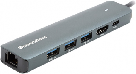 USB-хаб Blueendless USB Type-C - HDMI, LAN, 3x USB 3.0 Type-A, USB Type-C PD100W (CA913909) USB-хаб Blueendless USB Type-C - HDMI, LAN, 3x USB 3.0 Type-A, USB Type-C PD100W (CA913909)