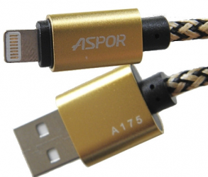 Кабель USB Aspor A173 Lightning 0.3 м/3A Gold