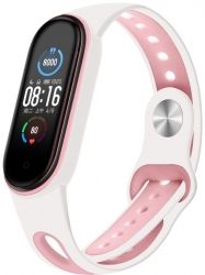 Ремешок BeCover Sport Style для Xiaomi Mi Smart Band 5 (705174) White-Pink Ремешок BeCover Sport Style для Xiaomi Mi Smart Band 5 (705174) White-Pink