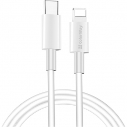 Кабель ColorWay Type-C - Apple Lightning (PD Fast Charging) 3.0А 1 м (CW-CBPDCL032-WH) White Кабель ColorWay Type-C - Apple Lightning (PD Fast Charging) 3.0А 1 м (CW-CBPDCL032-WH) White