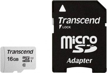Карта памяти Transcend 300S microSDHC 16GB UHS-I U1 + SD-Adapter (TS16GUSD300S-A)