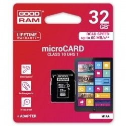 Карта памяти GOODRAM 32 GB Micro SD UHS-1 сlass 10 + адаптер (M1AA-0320R11) Карта памяти GOODRAM 32 GB Micro SD UHS-1 сlass 10 + адаптер (M1AA-0320R11)