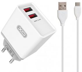 Сетевое зарядное устройство XO L31 2USB 2.4A Type-C USB White Сетевое зарядное устройство XO L31 2USB 2.4A Type-C USB White