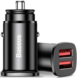 Автомобильное зарядное устройство Baseus Square Metal QC 3.0 30W 2USB Black (CCALL-DS01) Black  Автомобильное зарядное устройство Baseus Square Metal QC 3.0 30W 2USB Black (CCALL-DS01) Black