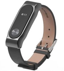 Ремінець для Xiaomi Mi Band 2 Leather Band Black