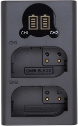 Зарядний пристрій з дисплеєм PowerPlant Panasonic DL-BLK22 для двох акумуляторів (CH980376)