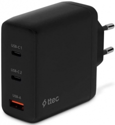 Мережевий зарядний пристрій Ttec SmartCharger Trio GAN 2хUSB-C/USB-A /120Вт (2SCG04S) Black 