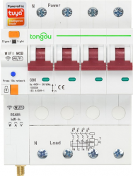 Умный 4-полюсный переключатель Tuya Wi-Fi, RS485, 63A (HS082260)