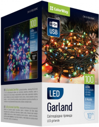 Світлодіодна гірлянда ColorWay 100 LED 10 м 8 функцій USB Різнокольорова (CW-G-100L10UMC)