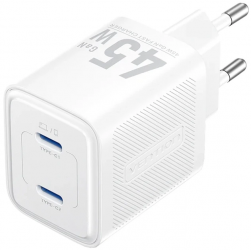 Сетевое зарядное устройство Vention 45W 2xUSB-С GaN (FEFW0-EU) White 