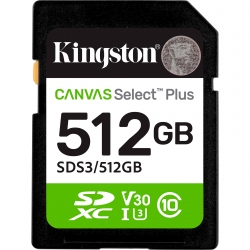 Карта памяти Kingston Canvas Select Plus SDXC 512GB UHS-I U3 V30 (SDS3/512GB)