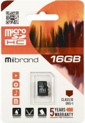 Карта памяти Mibrand microSDHC 16GB Class 10 UHS-1  Карта памяти Mibrand microSDHC 16GB Class 10 UHS-1