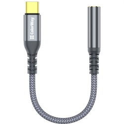 Адаптер-перехідник ColorWay USB-C 3.5 мм Female Audio 14 см (CW-AD-CJ) Grey