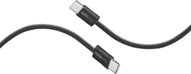 Кабель Promate EcoLine-CC200 USB-C to USB-C 60W Power Delivery 2 м (ecoline-cc200.black) Black  Кабель Promate EcoLine-CC200 USB-C to USB-C 60W Power Delivery 2 м (ecoline-cc200.black) Black