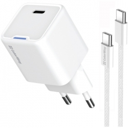 Сетевое зарядное устройство ColorWay GaN Mini 30W PD Port PPS USB-C + cable Type-C (CW-CHS054PDC-WT) White Сетевое зарядное устройство ColorWay GaN Mini 30W PD Port PPS USB-C + cable Type-C (CW-CHS054PDC-WT) White
