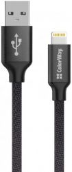 Кабель Colorway USB - Apple Lightning 2.1А Black
