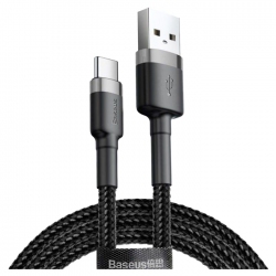 Кабель Baseus Cafule Cable USB for Type-C 3A 1 м (CATKLF-BG1) Gray/Black