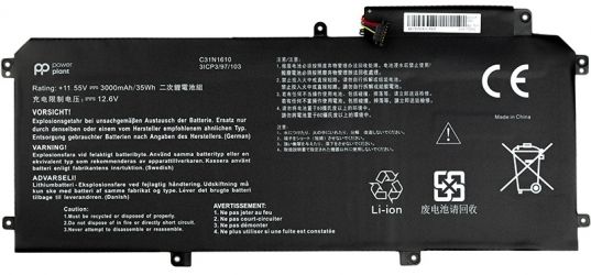 Аккумулятор PowerPlant для ноутбуков Asus Zenbook UX330 (C31N1610) (11.55V/3000mAh/3Cells) (NB431168)