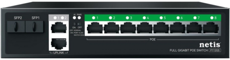 Коммутатор Netis P112GS 12xGE (8xPoE, 2xUplink, 2xSFP) Коммутатор Netis P112GS 12xGE (8xPoE, 2xUplink, 2xSFP)