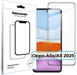 Захисне скло Becover для Oppo A5x / A5 2025 (4G/5G) (713931) Black Захисне скло Becover для Oppo A5x / A5 2025 (4G/5G) (713931) Black