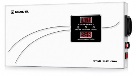 Стабилизатор напряжения Real-El Stab Slim-500 (EL122400006) White  Стабилизатор напряжения Real-El Stab Slim-500 (EL122400006) White