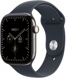 Apple Watch Series 12 GPS + Cellular 42mm Natural Titanium Case with Navy Blue Sport Band - M/L (MJGG4RK/A)
