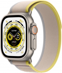 Apple Watch Ultra GPS + Cellular, 49mm Titanium Case with Yellow/Beige Trail Loop - M/L (MQFU3UL/A)