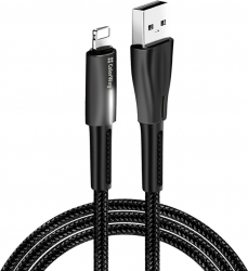 Кабель ColorWay USB - Apple Lightning Zinc Alloy + Led 2.4А 1 м (CW-CBUL035-BK) Black (162474) - Уцінка