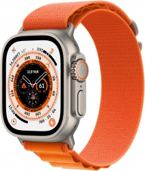Apple Watch Ultra GPS + Cellular, 49mm Titanium Case with Orange Alpine Loop - Medium (MQFL3UL/A)