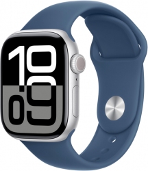 Apple Watch Series 10 GPS 42mm Silver Aluminium Case with Denim Sport Band - M/L (MWWC3QH/A)