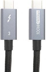 Kабель PowerPlant Thunderbolt 3 USB-C - USB-C 4K 2 м (CA913343)Black/Grey Kабель PowerPlant Thunderbolt 3 USB-C - USB-C 4K 2 м (CA913343)Black/Grey