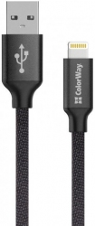 Кабель Colorway USB - Apple Lightning 2.1А Black (152023) - Уцінка