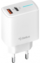 Сетевое зарядное устройство Gelius Radiance GP-HC058 Type-C+ USB-A PD/QC3.0/PPS/Super VOOC (25 Watt) + Cable Type-C White