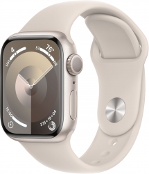 Apple Watch Series 9 GPS 45mm Starlight Aluminium Case with Starlight Sport Band - M/L (MR973QP/A)