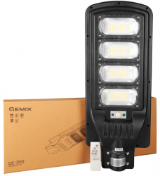 Консольный светильник Gemix 200W 6000K 32000Lm GE-200 с солнечной батареей и датчиком движения Консольный светильник Gemix 200W 6000K 32000Lm GE-200 с солнечной батареей и датчиком движения