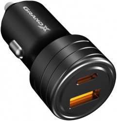 Автомобільний зарядний пристрій Grand-X CH-30B USB + TypeC 30W PD QС3.0 Black Автомобільний зарядний пристрій Grand-X CH-30B USB + TypeC 30W PD QС3.0 Black