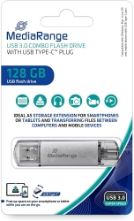 USB флеш накопитель MediaRange Combo Flash Drive 128GB Type-C/USB 3.0 (MR938) Silver