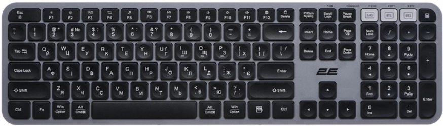 Клавіатура 2E KS240 Wireless USB/Bluetooth (2E-KS240WG_UA) Grey  Клавіатура 2E KS240 Wireless USB/Bluetooth (2E-KS240WG_UA) Grey