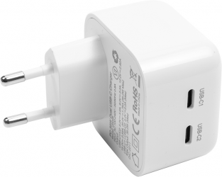 Сетевое зарядное устройство Choetech 2xUSB Type-C 35W PD 3.0 QС 3.0 (Q5008) White  Сетевое зарядное устройство Choetech 2xUSB Type-C 35W PD 3.0 QС 3.0 (Q5008) White