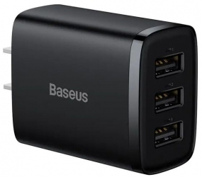 Сетевое зарядное устройство Baseus Compact Charger 3U 17W CN + адаптер EU (CCXJ020001) Black Сетевое зарядное устройство Baseus Compact Charger 3U 17W CN + адаптер EU (CCXJ020001) Black