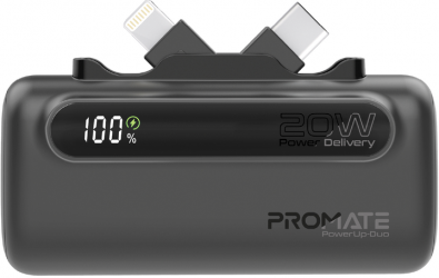 УМБ Promate PowerUp-Duo 5000 mAh USB-C порт USB-C/Lightning (powerup-duo.black) Black  УМБ Promate PowerUp-Duo 5000 mAh USB-C порт USB-C/Lightning (powerup-duo.black) Black