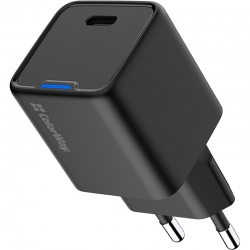 Мережевий зарядний пристрій ColorWay GaN Mini 25W PD Port PPS USB-C (CW-CHS052PD-BK) Black