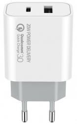 Сетевое зарядное устройство СolorWay (Type-C PD + USB QC3.0) (20W) V2 (CW-CHS025QPD-WT) White Сетевое зарядное устройство СolorWay (Type-C PD + USB QC3.0) (20W) V2 (CW-CHS025QPD-WT) White
