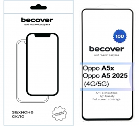 Захисне скло BeCover для Oppo A5x / A5 2025 (4G/5G) 10D (713930) Black Захисне скло BeCover для Oppo A5x / A5 2025 (4G/5G) 10D (713930) Black